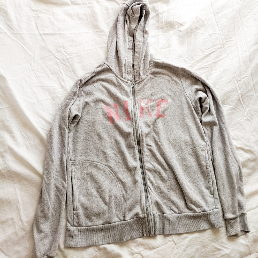 Nike Gray Zip up Long Sleeve Sweatshirt Size Large